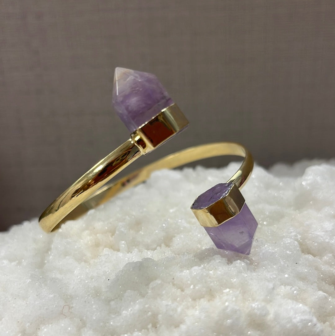 2-Point Open Bangle Amethyst Bracelet