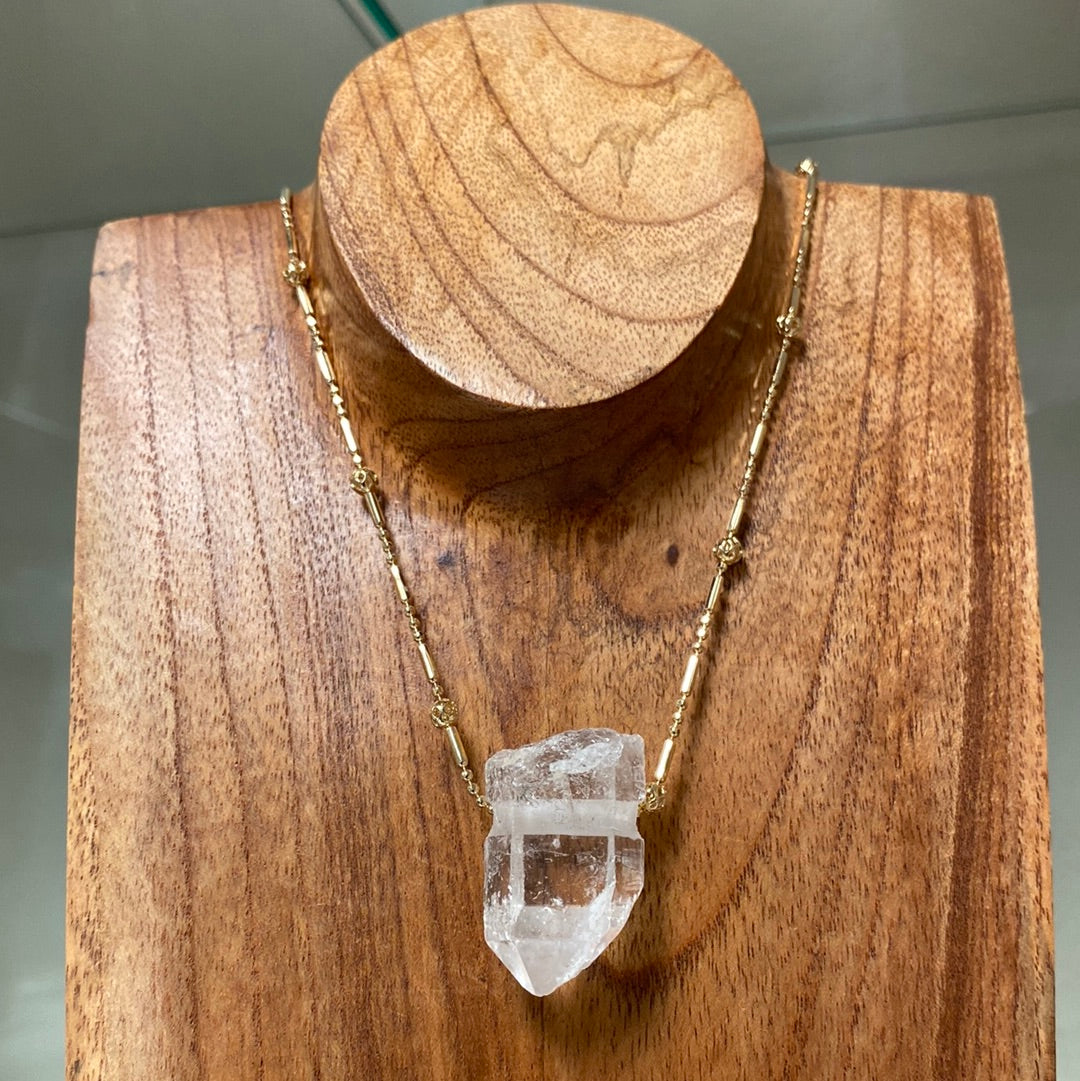 Natural Quartz Point Plated Necklace