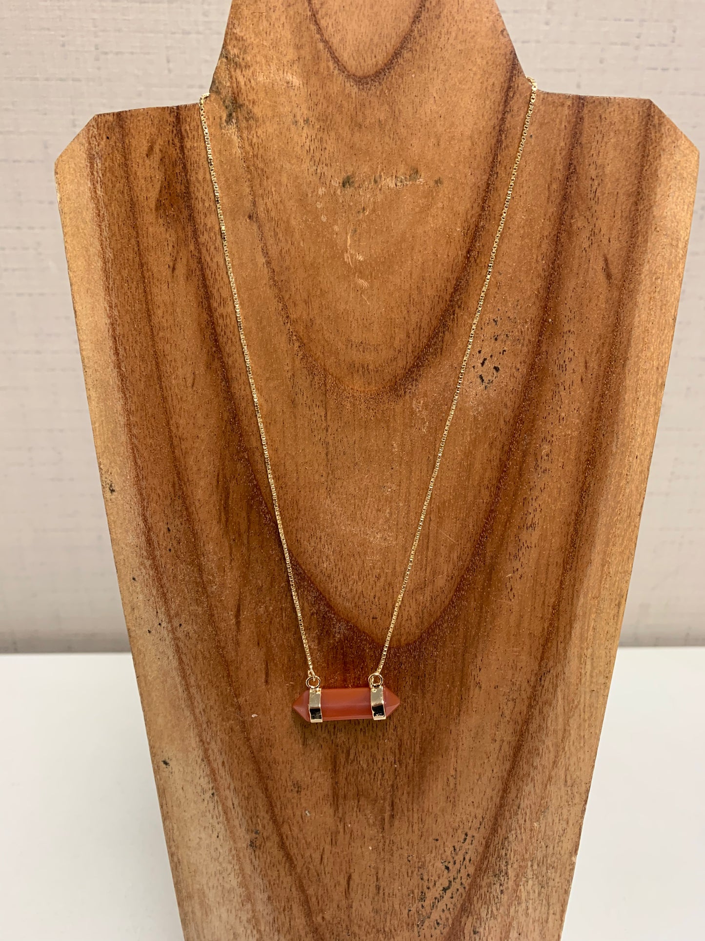 18" Double Terminated Point Necklace (Blue Agate)
