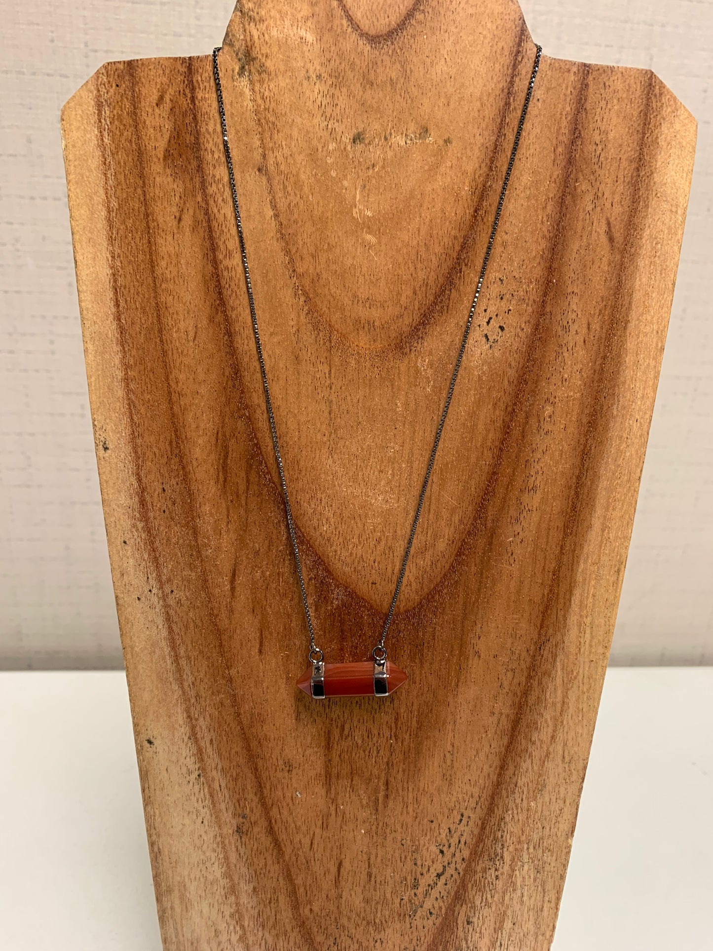 18" Double Terminated Point Necklace (Blue Agate)