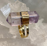 Polished Double Terminated Adjustable Amethyst Ring