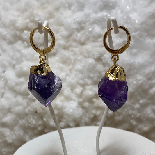 Amethyst - Gold - ½”  Huggie Earring