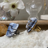 Wire-wrapped Adjustable Rough Kyanite Ring