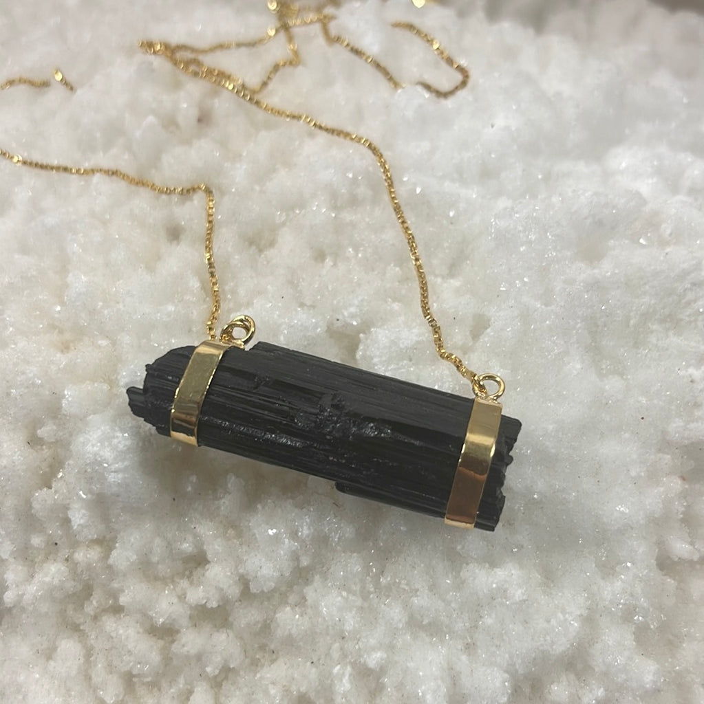 Black Tourmaline Horizontal Necklace.  NEEDS NEW PICTURE HAS NEW CHAIN