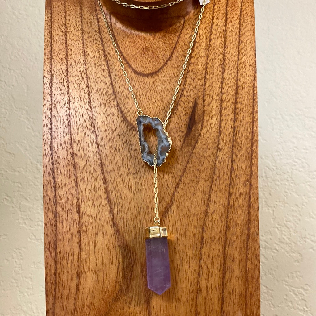 Occo Agate Necklace w/ Amethyst Pendulum