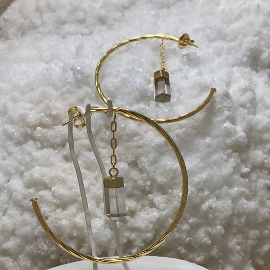 Clear Quartz Hoop Earrings