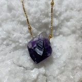 Natural Amethyst Point Gold Plated Necklace