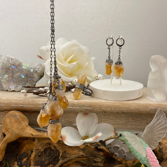 6- Natural Points Golden Citrine Tassel Necklace