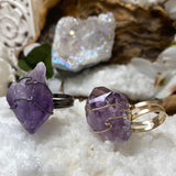 Adjustable Wire-Wrapped Amethyst Point Ring