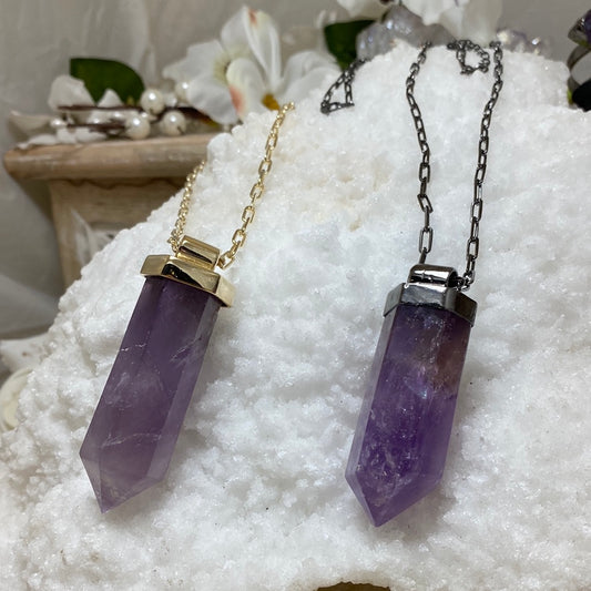 Large gender fluid Amethyst Point Necklace