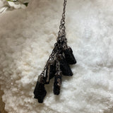 6-Natural Black Tourmaline Tassel Necklace