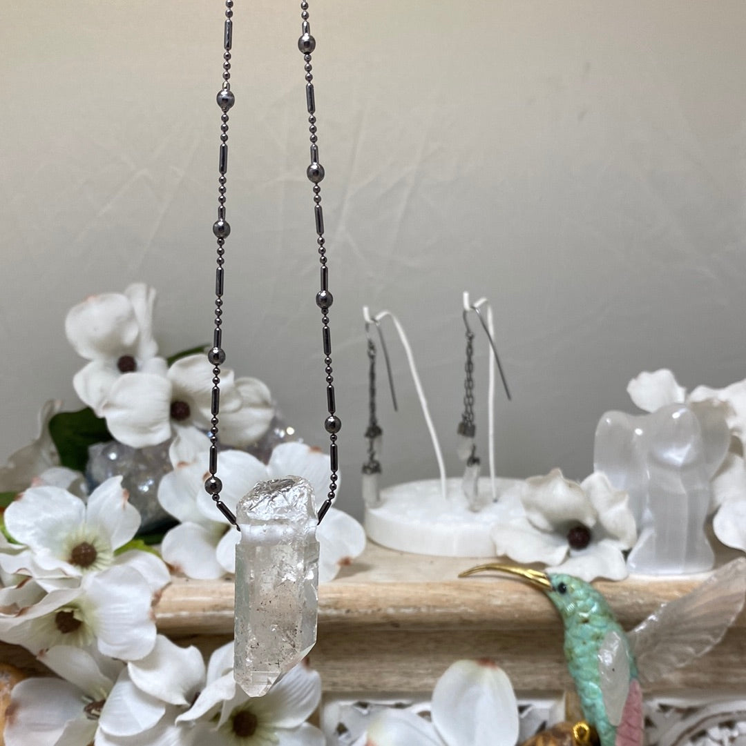 Natural Quartz Point Plated Necklace
