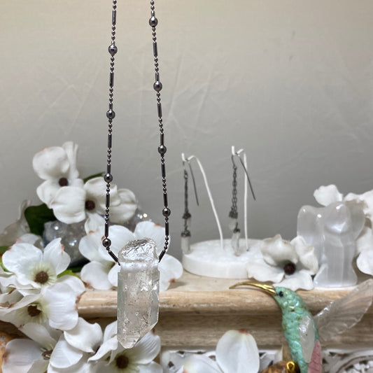 Natural Quartz Point Plated Necklace