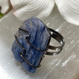 Wire-wrapped Adjustable Rough Kyanite Ring