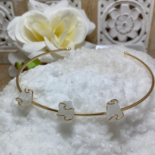 Triple Aquamarine rough piece Cuff necklace