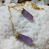 Lariat Double Amethyst Points Necklace