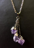 Natural 6-Point Amethyst Double Tassel 28" Necklace
