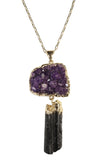 "Be Protected" Amethyst Druzy & Black Tourmaline Necklace