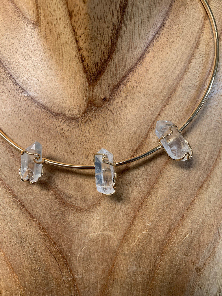 Triple-Point Quartz Cuff Choker Necklace
