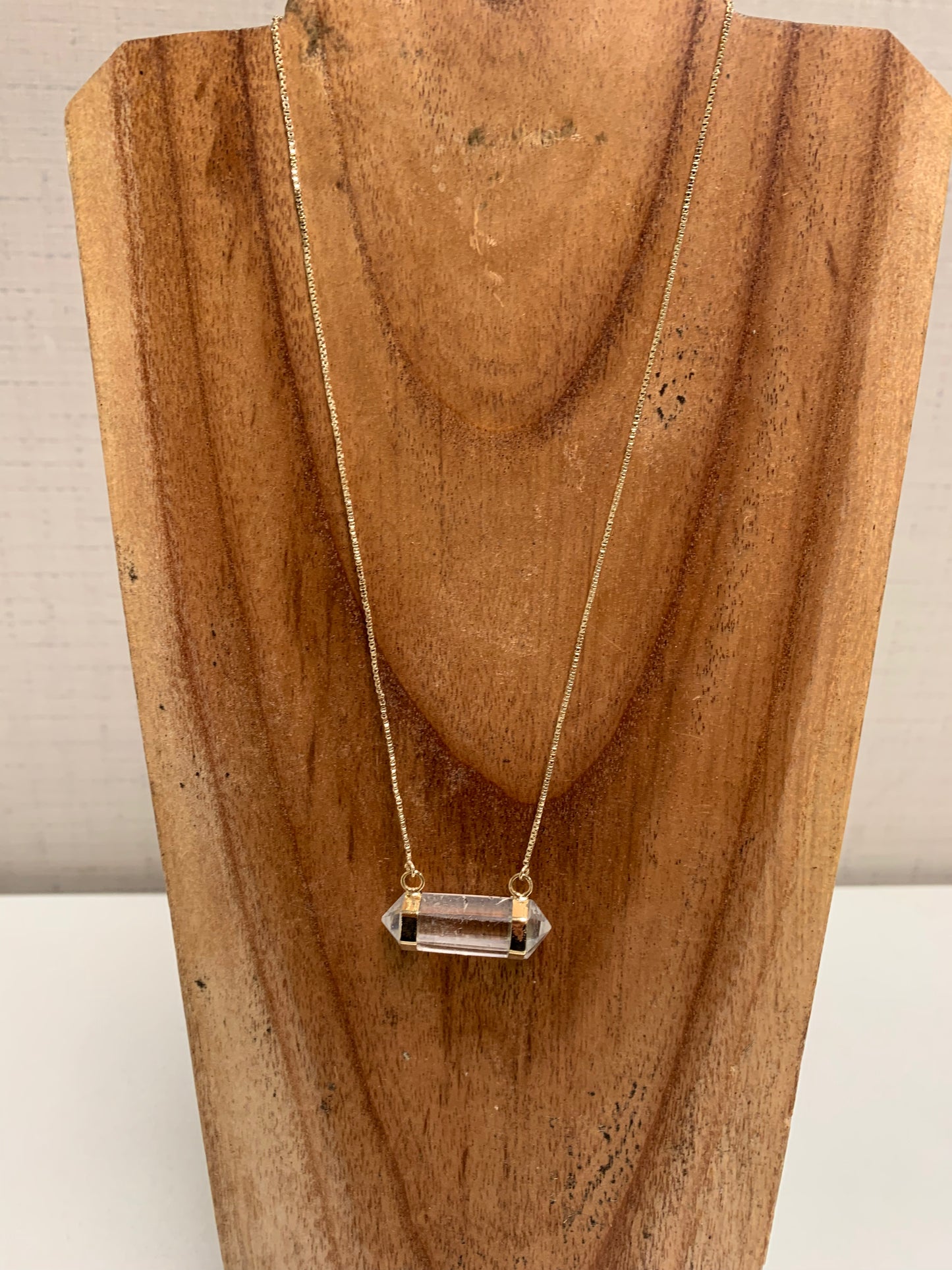 18" Double Terminated Point Necklace (Blue Agate)